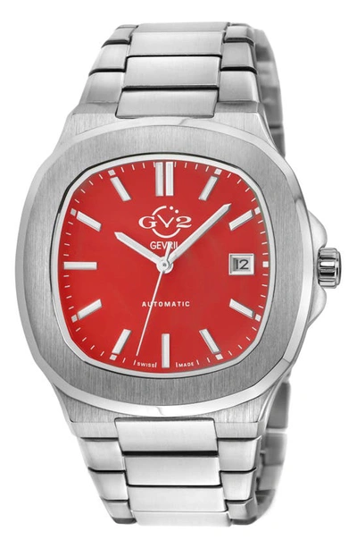 Gv2 Automatic Men's Potente Red Dial 316l Stainless Steel Bracelet Watch In White