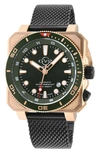 Gv2 Xo Submarine Swiss Mesh Strap Bracelet Watch, 44mm In Black
