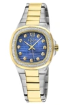 GV2 GV2 POTENTE TWO-TONE SWISS DIAMOND BRACELET WATCH, 33MM