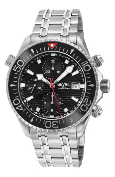 Gevril Hudson Yards Swiss Automatic Chronograph Bracelet Watch, 43mm In Silver