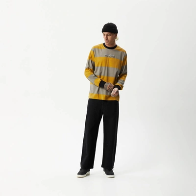 Afends Striped Long Sleeve Logo T-shirt In Yellow