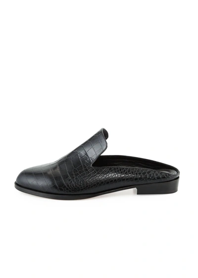 Robert Clergerie Alice Embossed Slip On Loafer In Black Croc