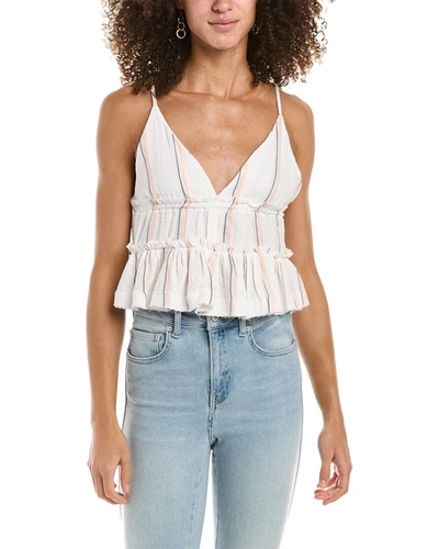 Ocean Drive Stripe Gauze Ruffle Tank In Pink