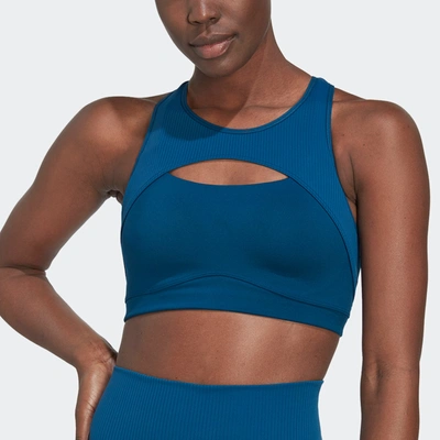 Adidas Originals Women's Adidas Coreflow Studio Medium-support Yoga Wind Bra In Blue