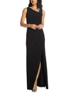 ADRIANNA PAPELL WOMENS SEQUIN BACK RUCHED EVENING DRESS