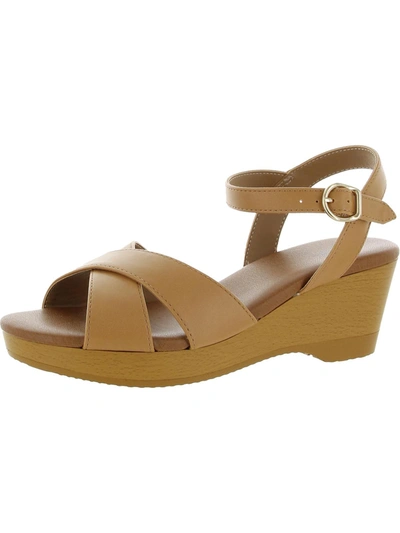 Style & Co Chloe Womens Faux Leather Ankle Wedge Sandals In Multi