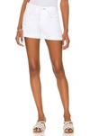 RAG & BONE ROSA MID RISE ROLLED UP CUFFS COTTON SHORT IN BRIGHT WHITE