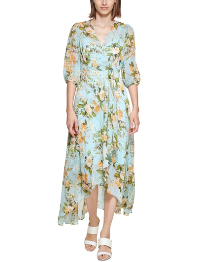 Calvin Klein Womens Crepe Floral Print Midi Dress In Multi