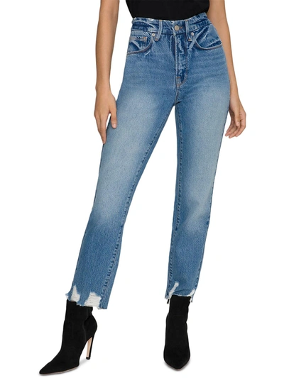 Good American Womens Denim High Rise Straight Leg Jeans In Blue