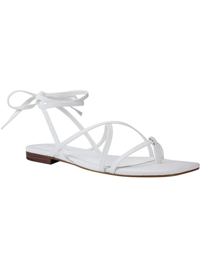 Marc Fisher Latent Womens Leg Ties Square Toe Thong Sandals In White