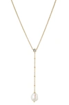Nadri Dot Dot Dot Cultured Pearl Y-necklace In Gold With Pearl