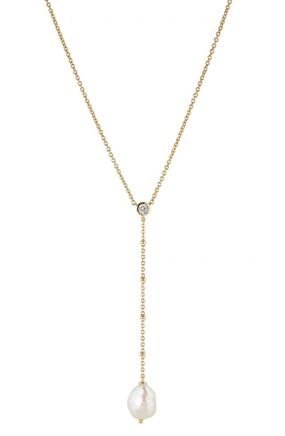 Nadri Dot Dot Dot Cultured Pearl Y-necklace In Gold With Pearl