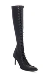 Givenchy Show Lace-up Knee-high Boots In 001-black