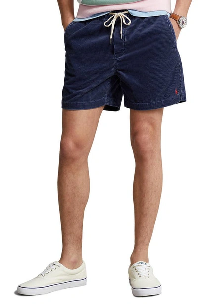 Polo Ralph Lauren Prepster Straight-leg Cotton-corduroy Drawstring Shorts In Boston Navy
