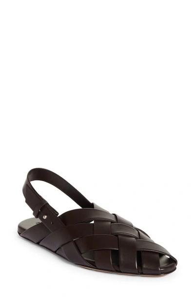 Bottega Veneta Leather Slipper Alfie Slingback Sandals With Woven Motif In Fondant