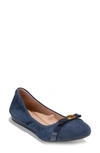 Cole Haan Tova Bow Ballet Flat In Navy Blazer Sde