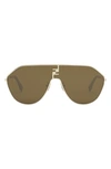 Fendi The Ff  Match Round Sunglasses In Shiny Endura Gold / Brown