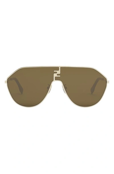 Fendi The Ff  Match Round Sunglasses In Shiny Endura Gold / Brown