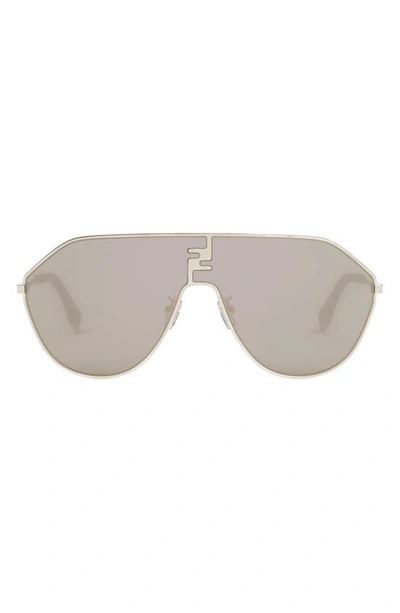 Fendi Men's Ff Match 65mm Shield Sunglasses In Gold Brown