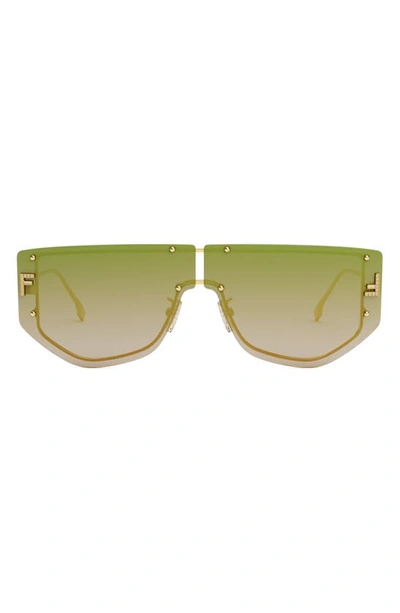 Fendi First Rectangular Sunglasses In Shiny Endura Gold