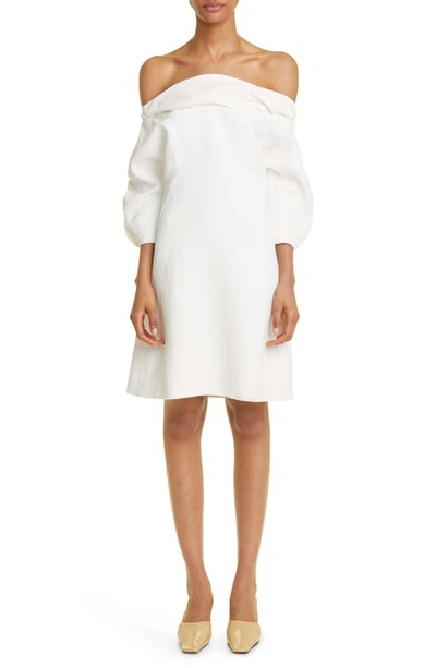 Jil Sander A-line Linen-blend Minidress In 100 - Optic White