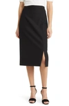 Hugo Boss High-waisted Pencil Skirt With Front Slit In Black