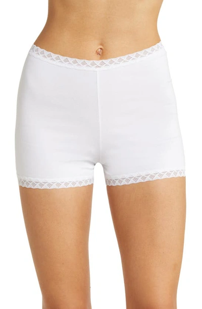 Natori Bliss Stretch Cotton Pyjama Shorts In White
