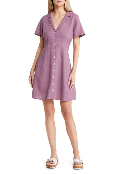 Madewell Kathy Retro Short Sleeve Mini Shirtdress In Antique Purple
