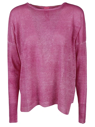 Alessandro Aste Boat Neck Spray Art Linen Sweater In Pink