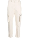 Isabel Marant Evalia Tapered Cotton Cargo Pants In Beige
