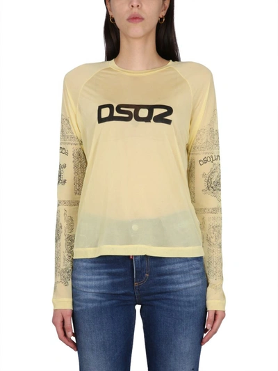 Dsquared2 Dsquared Women Logo Print T-shirt In Yellow