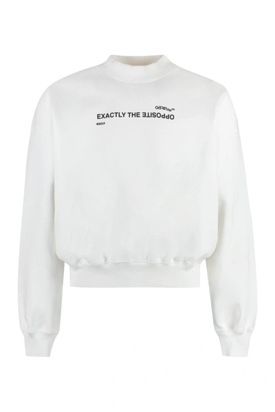 Off-white Exactly The Opposite-print Cotton Sweatshirt In White