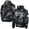The Wild Collective Black Cleveland Browns Camo Pullover Hoodie In Black