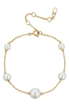 Nadri Dot Dot Dot Imitation Pearl Station Bracelet In Gold With Pearl