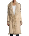 HAUTE HIPPIE EMBELLISHED FUR COAT, BUFF