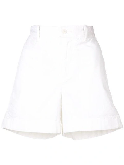 Vince High Waist Stretch Cotton Shorts In White