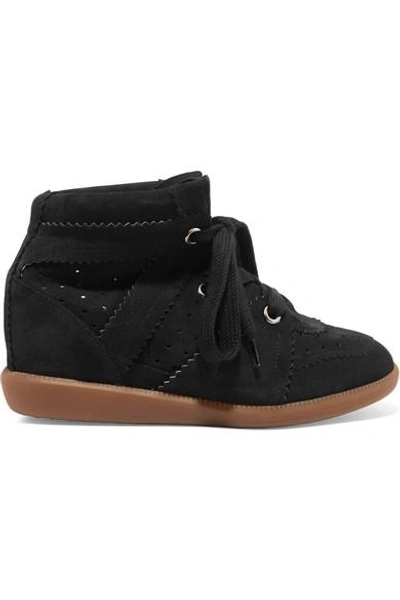 Isabel Marant Étoile Bobby Suede Wedge Trainers In Black