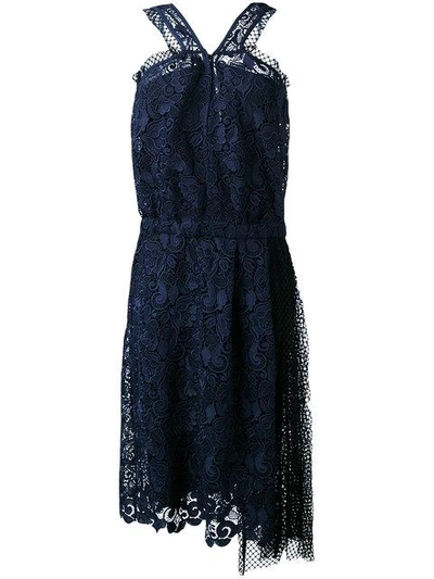 N°21 Lace And Net Sleeveless Dress In Blue