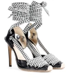 ALTUZARRA LEATHER AND GINGHAM LACE-UP D'ORSAY PUMPS,P00242880