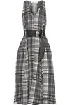 DIANE VON FURSTENBERG PLAID BELTED SILK-TWILL DRESS