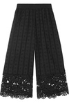 OPENING CEREMONY CROPPED BRODERIE ANGLAISE COTTON WIDE-LEG PANTS