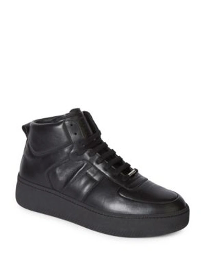 Maison Margiela Men's Mm1 Leather Mid-top Sneakers In Black