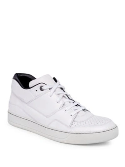 Lanvin Men's Calf Leather Mid-top Sneakers In White