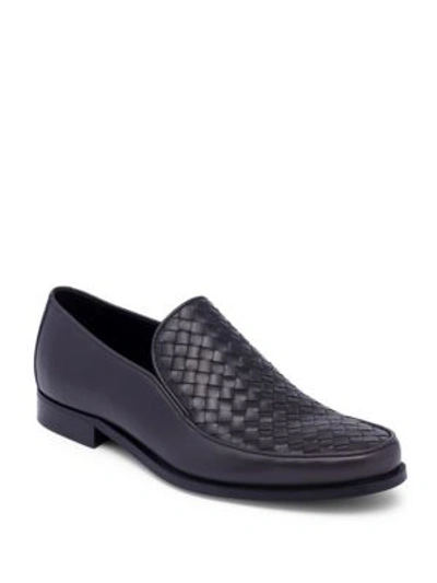 Bottega Veneta Interwoven Leather Loafers In Nero-neronero