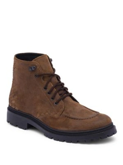 Bottega Veneta Textured Lace-up Boots In Brown