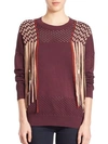 FOUNDRAE Leather-Fringe Dream Weaver Sweater,0400092197519