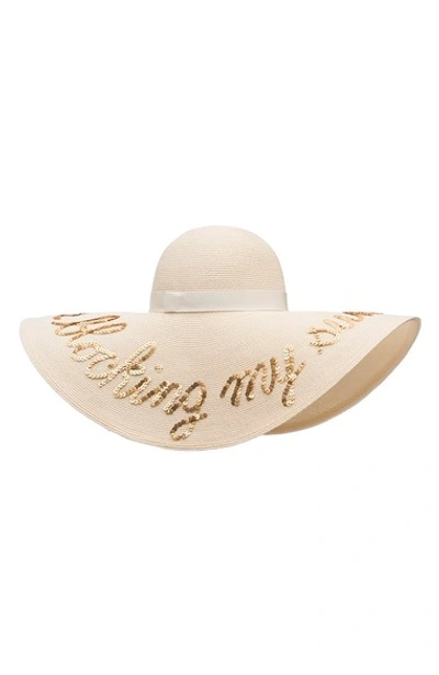 Eugenia Kim Sunny Sequined 'you're Blocking My Sun' Sunhat In Ivory/gold
