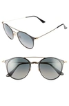 Ray Ban 49mm Gradient Round Sunglasses In Black
