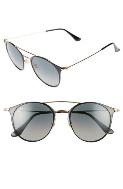 Ray Ban 49mm Gradient Round Sunglasses In Black