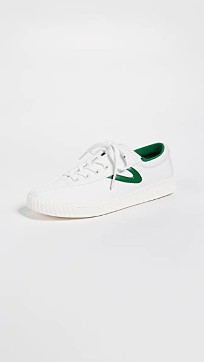 Tretorn Nylite Plus Canvas Sneakers In White/green